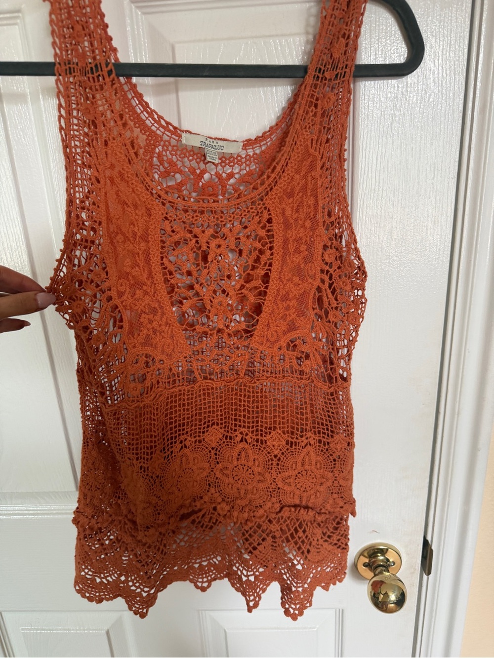 Crochet Lace Tank Top in Deep Rust - Picture 3 of 4